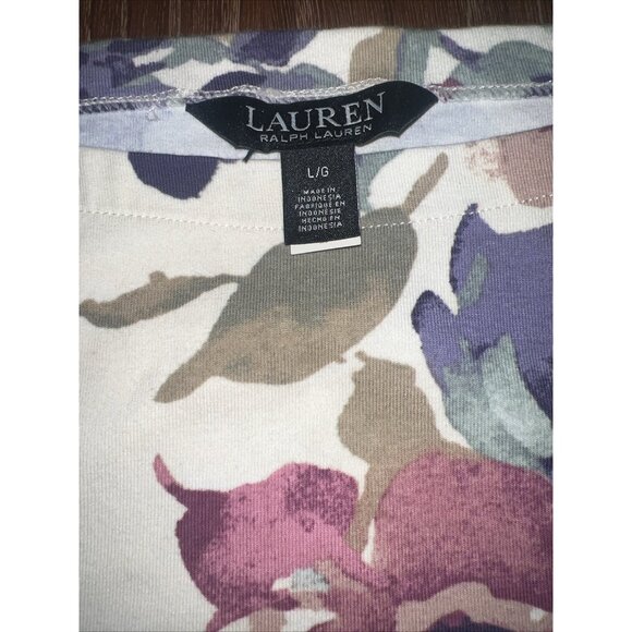 Ralph Lauren Boatneck Jersey Top Womens size PXS Floral Stretch Short Sleeve - Picture 6 of 7